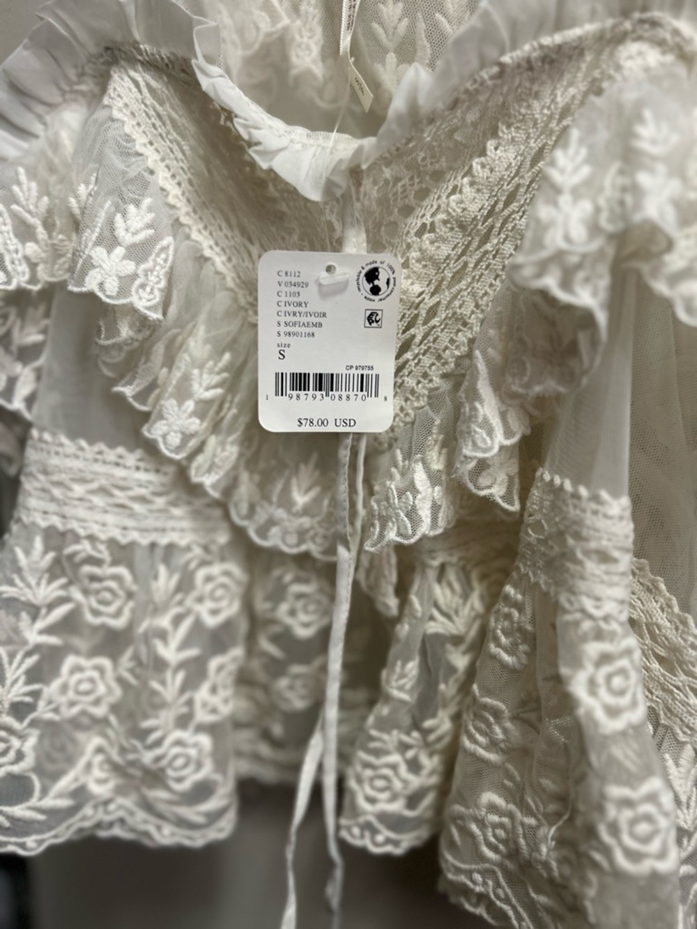 Free People Ivory Lace Ruffle Cami Top - Picture 2 of 3
